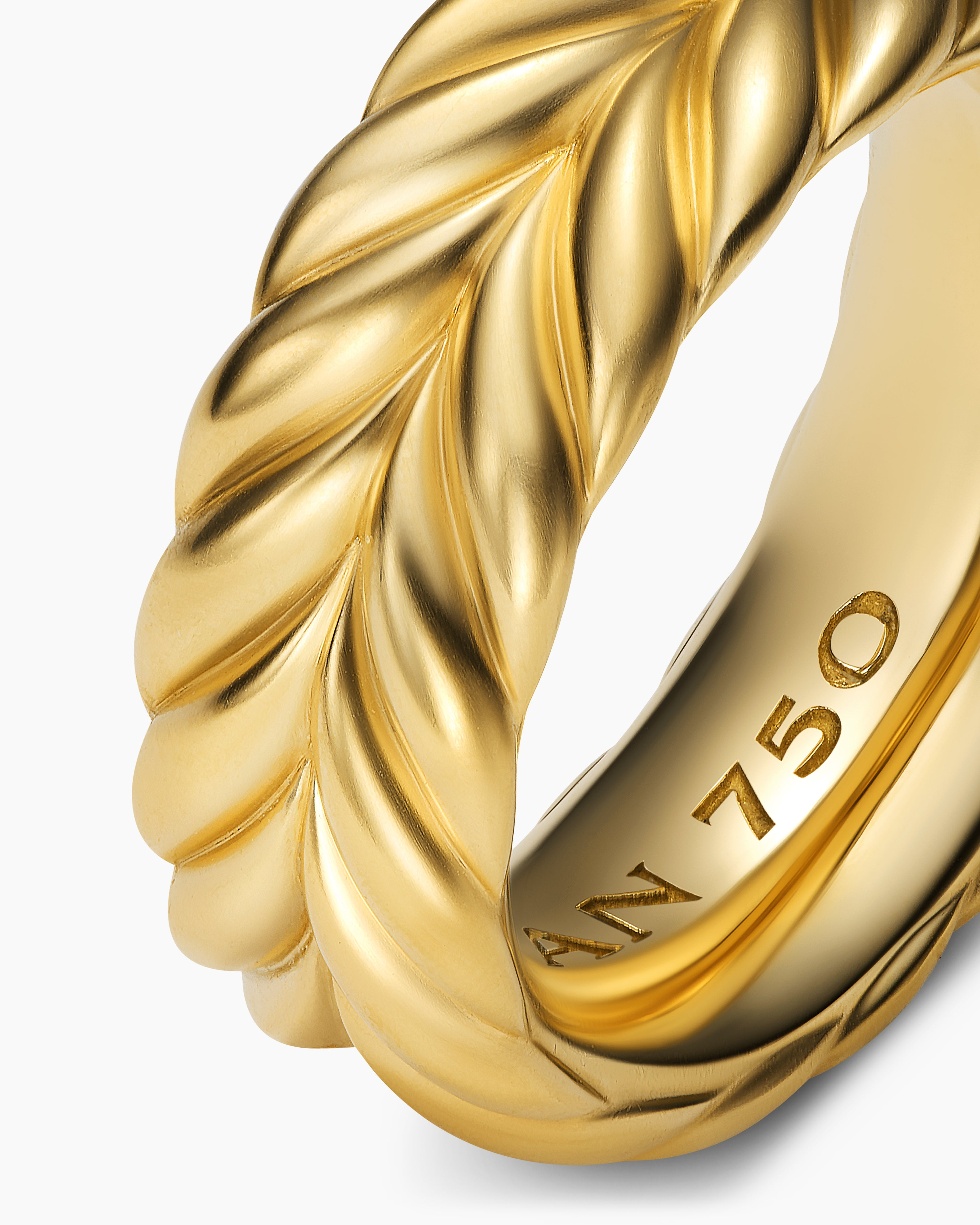 DAVID YURMAN CHEVRON BAND RING 18K YELLOW GOLD, 9MM SIZE 13