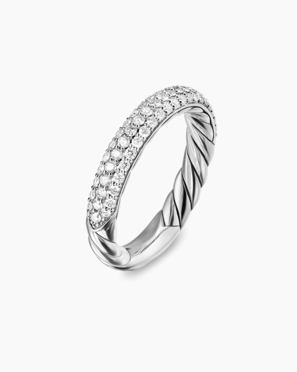 DAVID YURMAN DY MERCER® PAVé BAND RING STERLING SILVER WITH DIAMONDS, 3.7MM SIZE 9