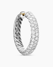 DAVID YURMAN DY MERCER® HOOP EARRINGS STERLING SILVER WITH DIAMONDS, 25.4MM
