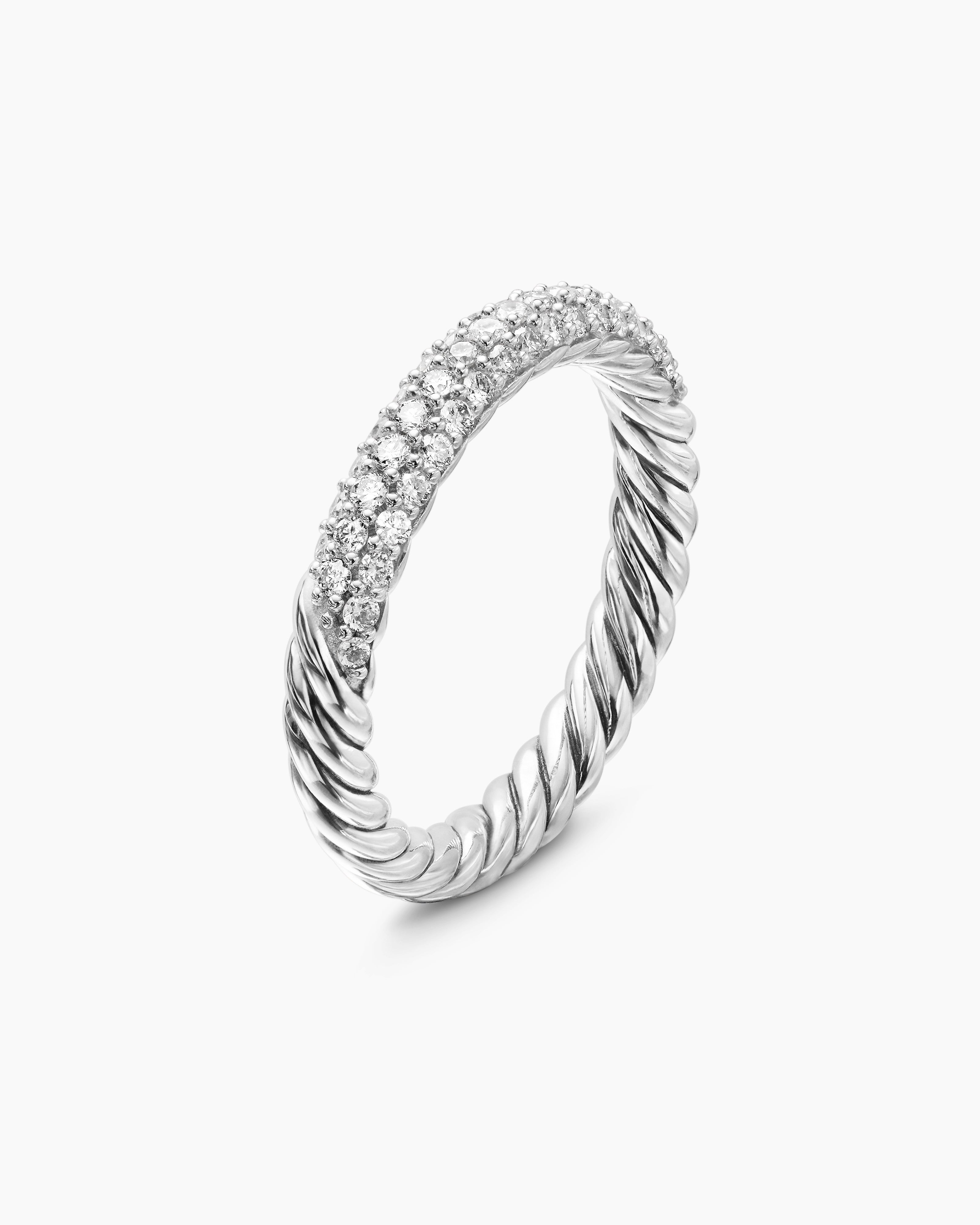 DAVID YURMAN PETITE PAVé STACK RING STERLING SILVER WITH DIAMONDS, 3MM SIZE 9
