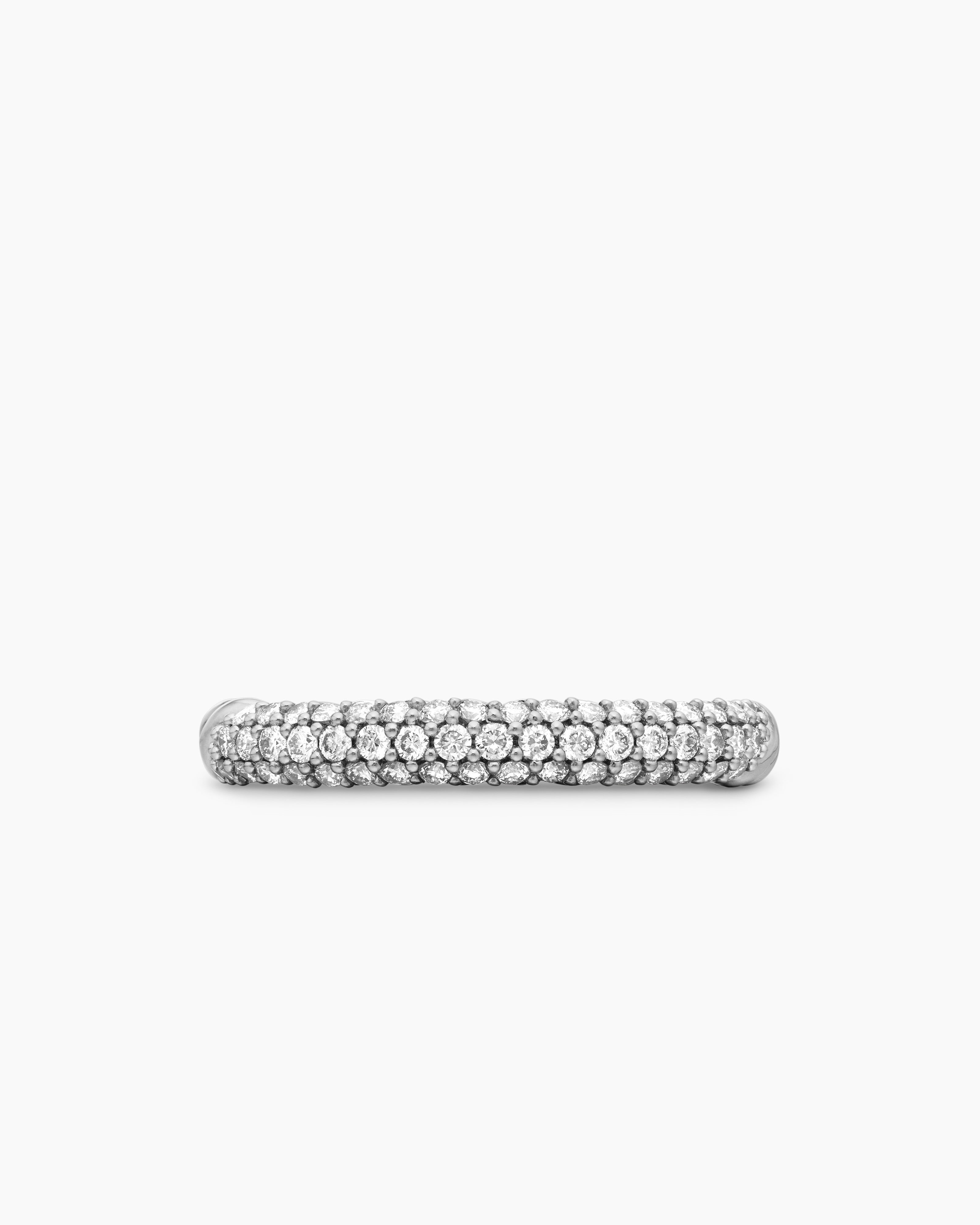 DAVID YURMAN PETITE PAVé STACK RING STERLING SILVER WITH DIAMONDS, 3MM SIZE 9