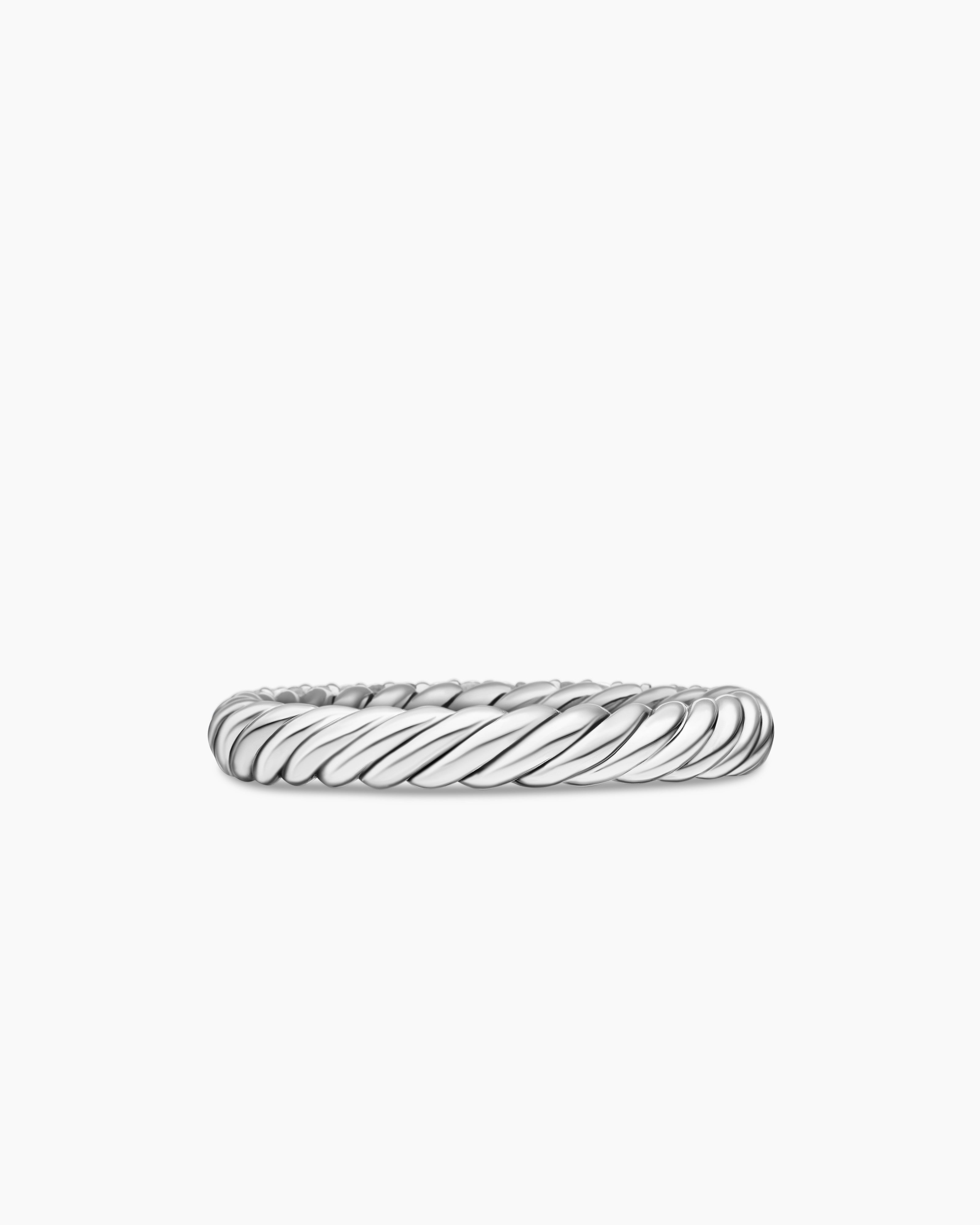 DAVID YURMAN PETITE PAVé STACK RING STERLING SILVER WITH DIAMONDS, 3MM SIZE 9