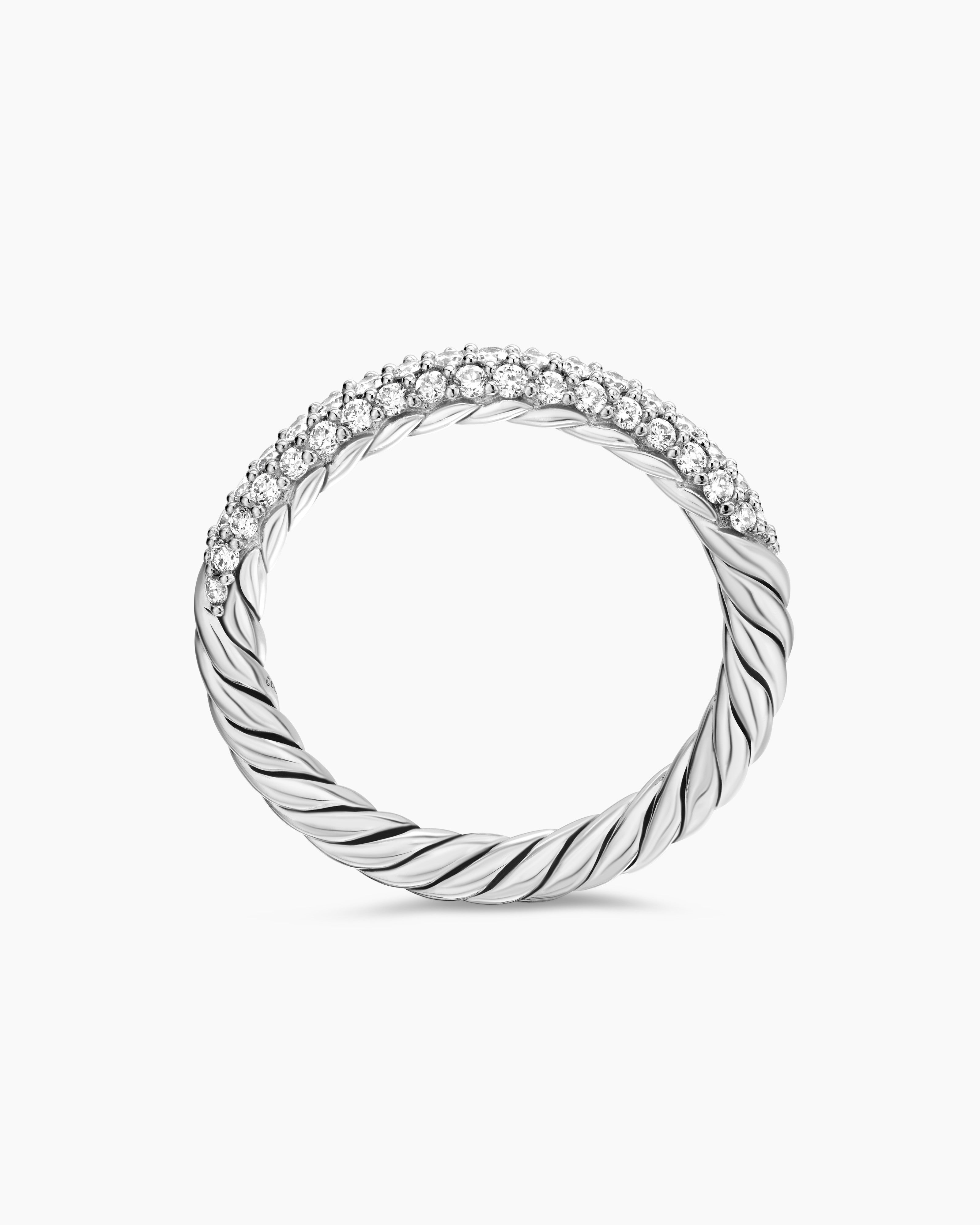 DAVID YURMAN PETITE PAVé STACK RING STERLING SILVER WITH DIAMONDS, 3MM SIZE 9