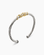 DAVID YURMAN HELENA CENTER STATION BRACELET STERLING SILVER WITH 18K YELLOW GOLD AND DIAMONDS, 4MM