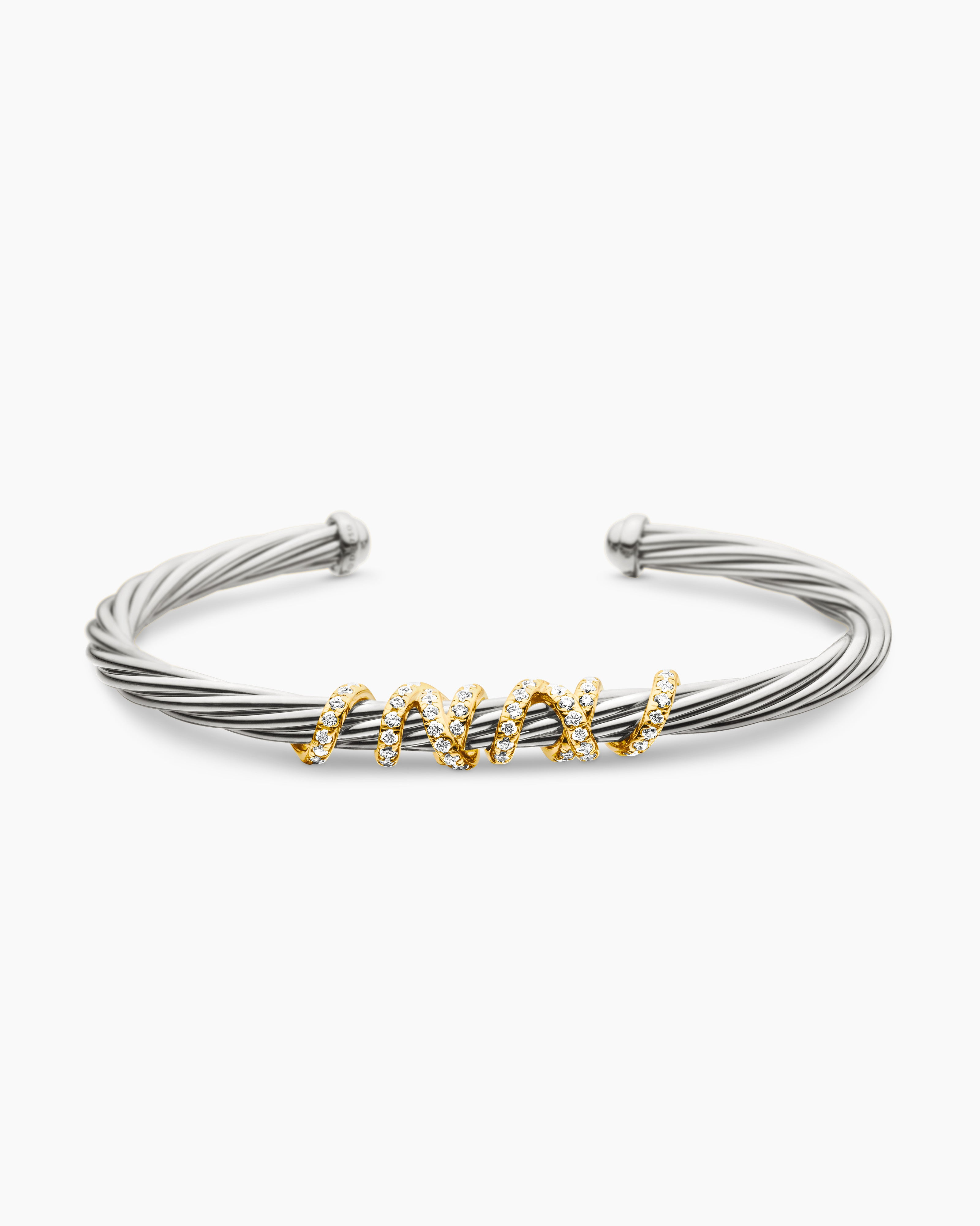 DAVID YURMAN HELENA CENTER STATION BRACELET STERLING SILVER WITH 18K YELLOW GOLD AND DIAMONDS, 4MM