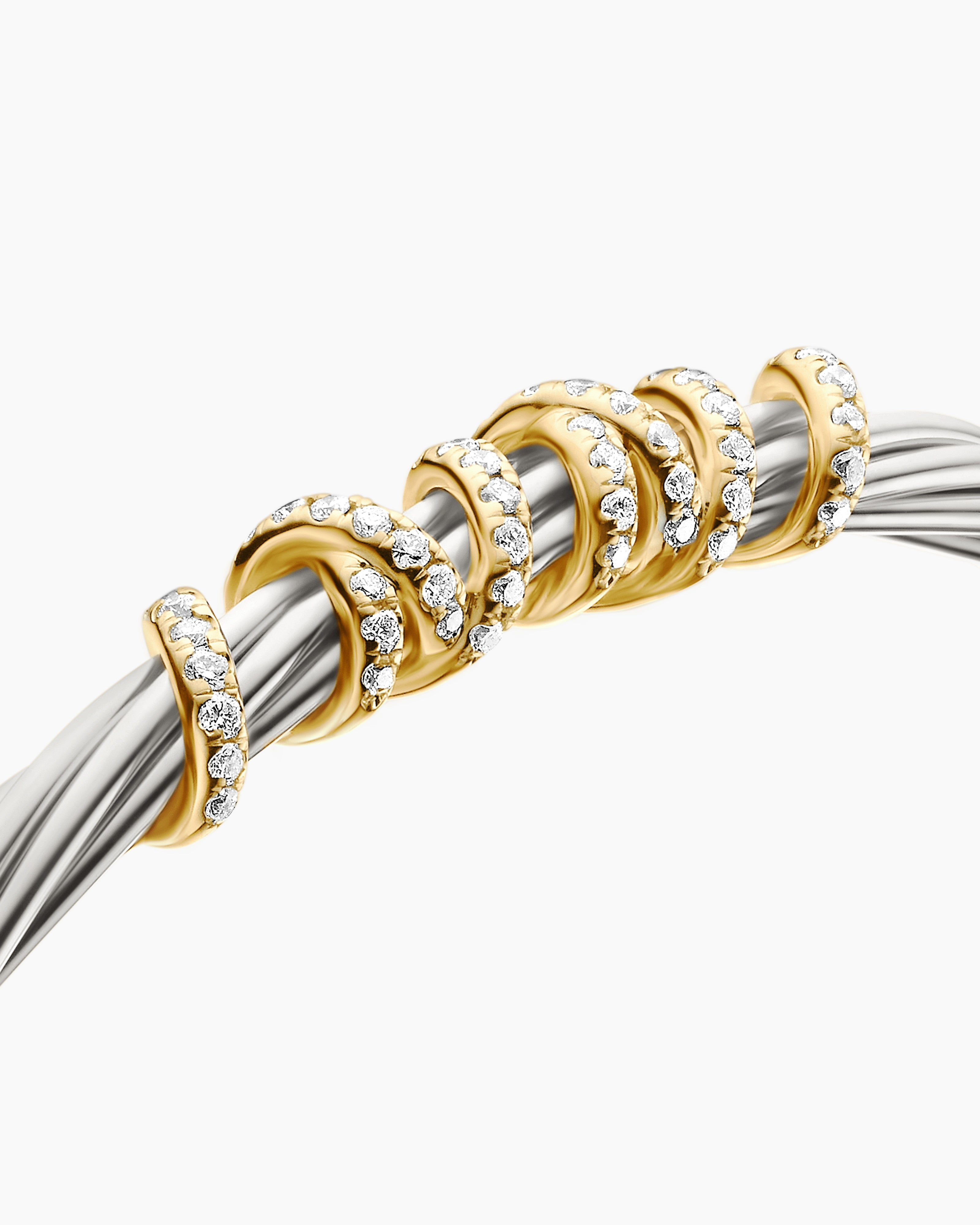 DAVID YURMAN HELENA CENTER STATION BRACELET STERLING SILVER WITH 18K YELLOW GOLD AND DIAMONDS, 4MM