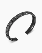 DAVID YURMAN PYRAMID CUFF BRACELET BLACK TITANIUM WITH BLACK DIAMONDS, 9.3MM L