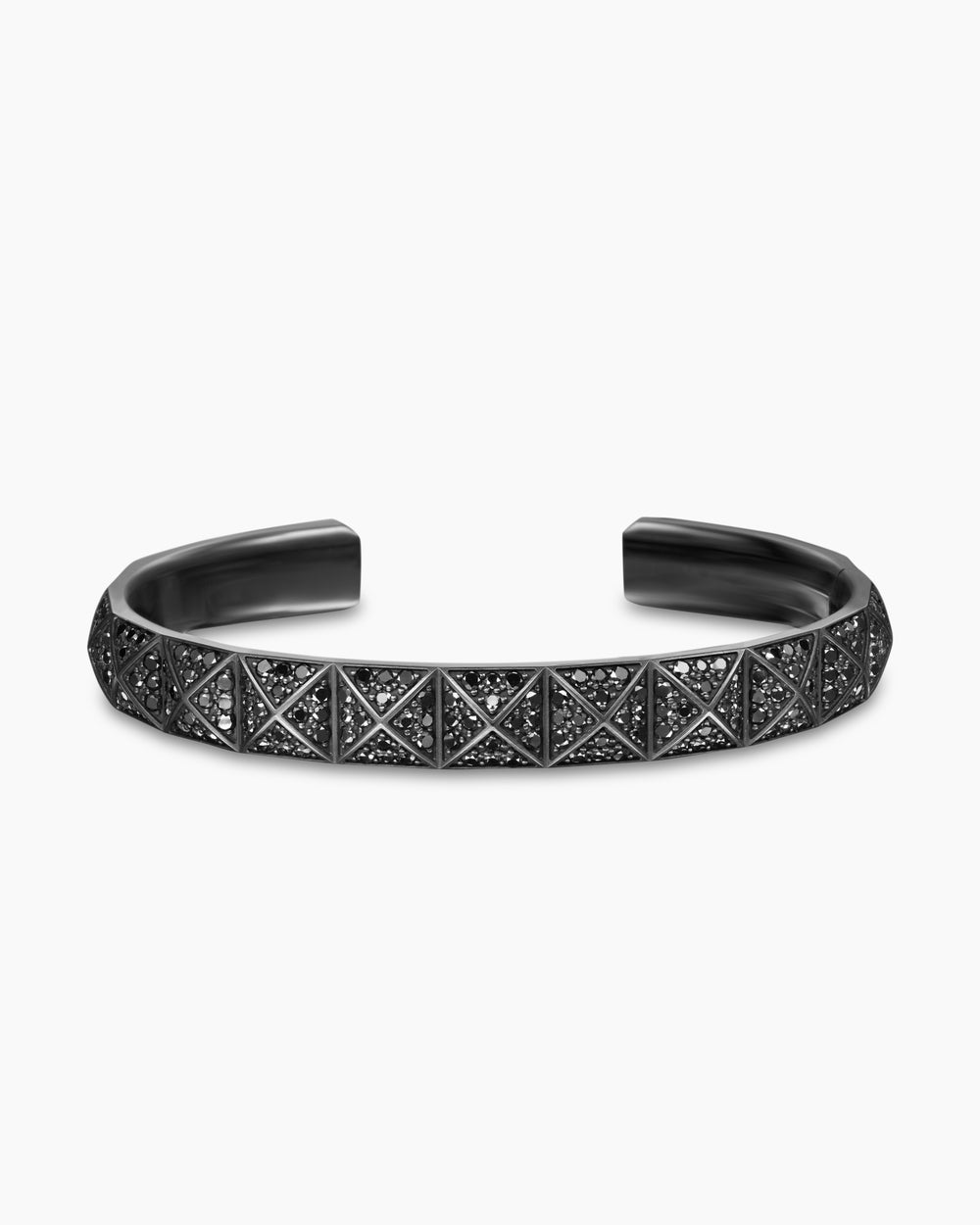 DAVID YURMAN PYRAMID CUFF BRACELET BLACK TITANIUM WITH BLACK DIAMONDS, 9.3MM L