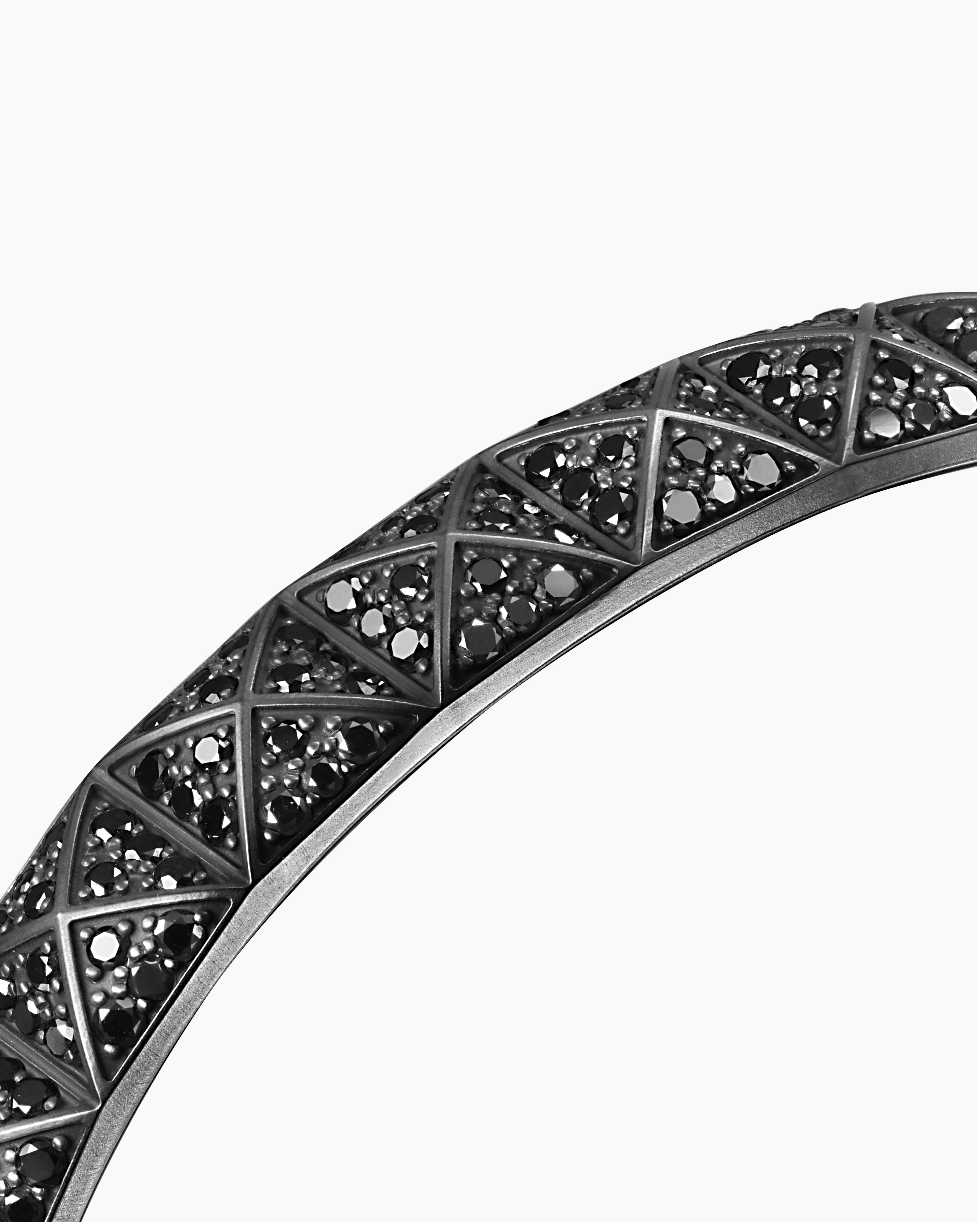 DAVID YURMAN PYRAMID CUFF BRACELET BLACK TITANIUM WITH BLACK DIAMONDS, 9.3MM L