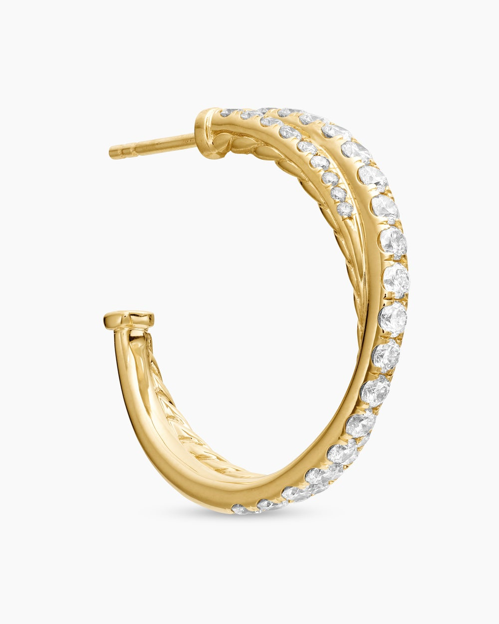 DAVID YURMAN PAVé CROSSOVER HOOP EARRINGS 18K YELLOW GOLD WITH DIAMONDS, 24MM