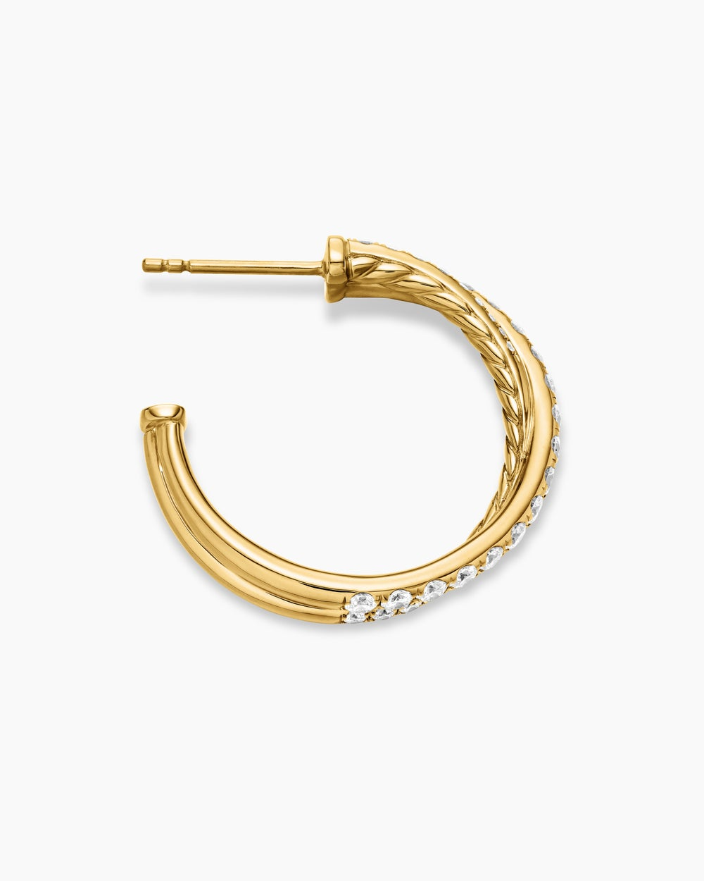 DAVID YURMAN PAVé CROSSOVER HOOP EARRINGS 18K YELLOW GOLD WITH DIAMONDS, 24MM