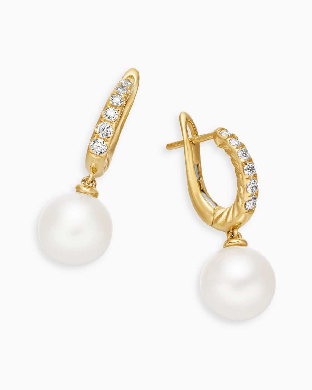 DAVID YURMAN PEARL AND PAVé DROP EARRINGS 18K YELLOW GOLD WITH PEARLS AND DIAMONDS, 15.6MM