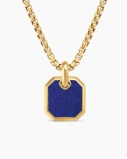 DAVID YURMAN OCTAGONAL AMULET 18K YELLOW GOLD WITH LAPIS, 15MM