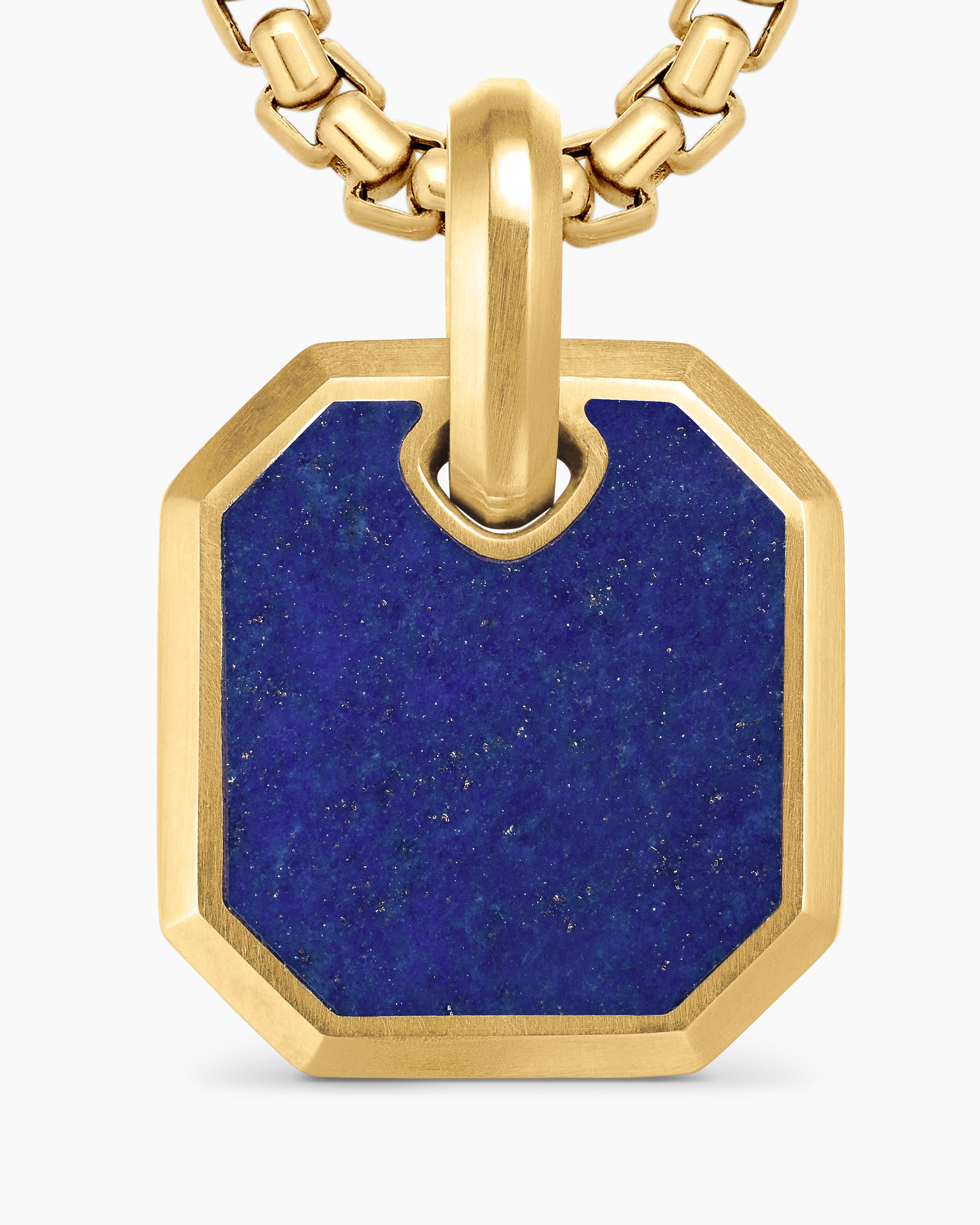 DAVID YURMAN OCTAGONAL AMULET 18K YELLOW GOLD WITH LAPIS, 15MM