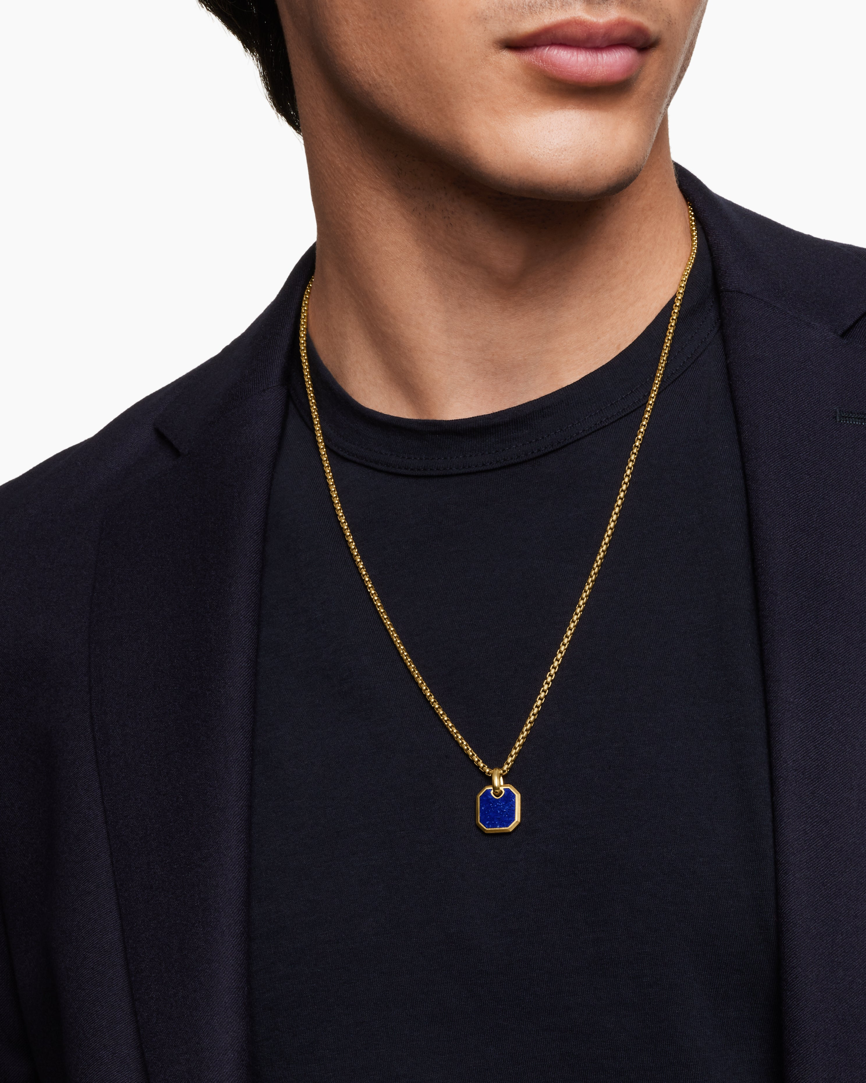 DAVID YURMAN OCTAGONAL AMULET 18K YELLOW GOLD WITH LAPIS, 15MM