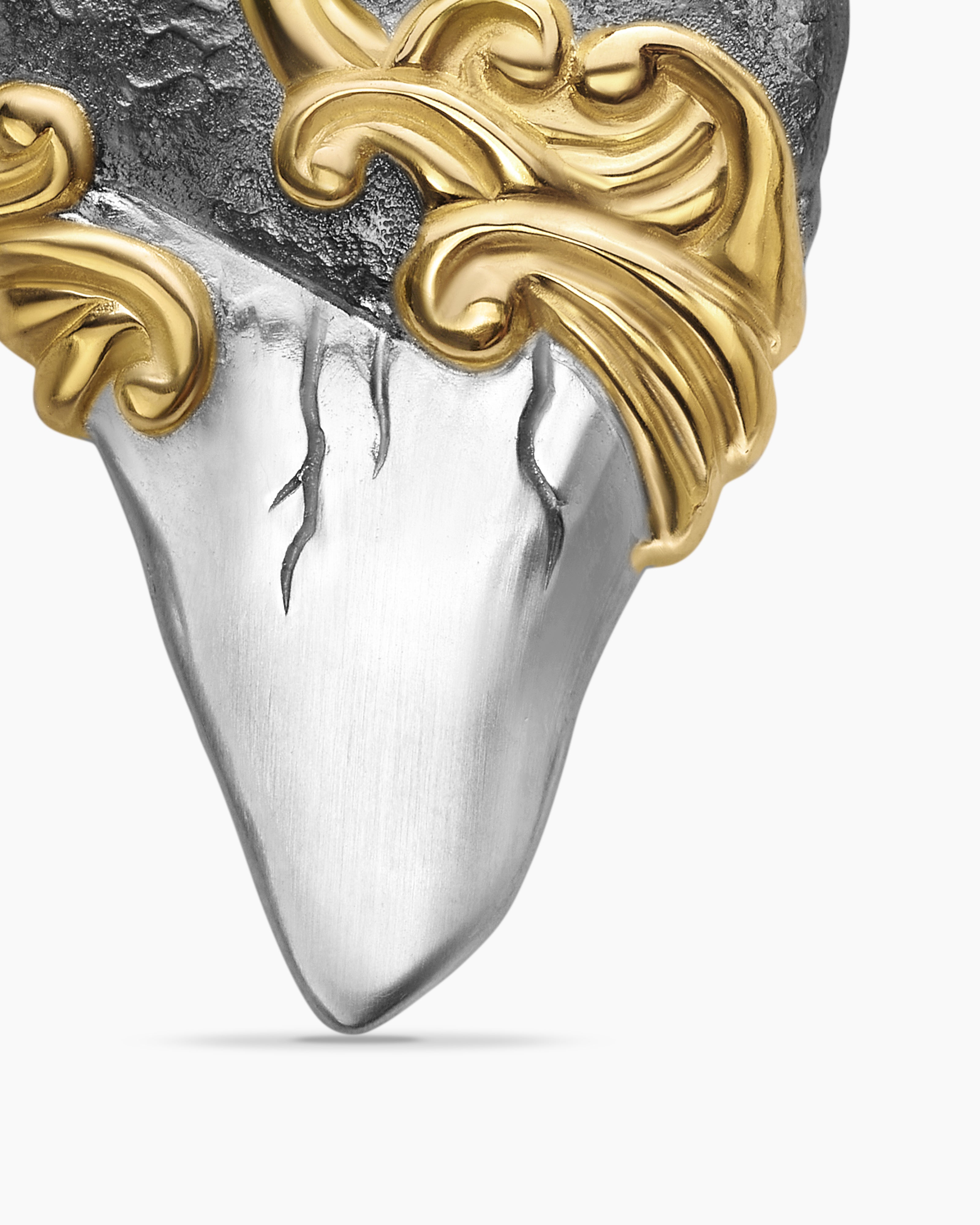 DAVID YURMAN WAVES SHARK TOOTH AMULET STERLING SILVER WITH 18K YELLOW GOLD, 25MM
