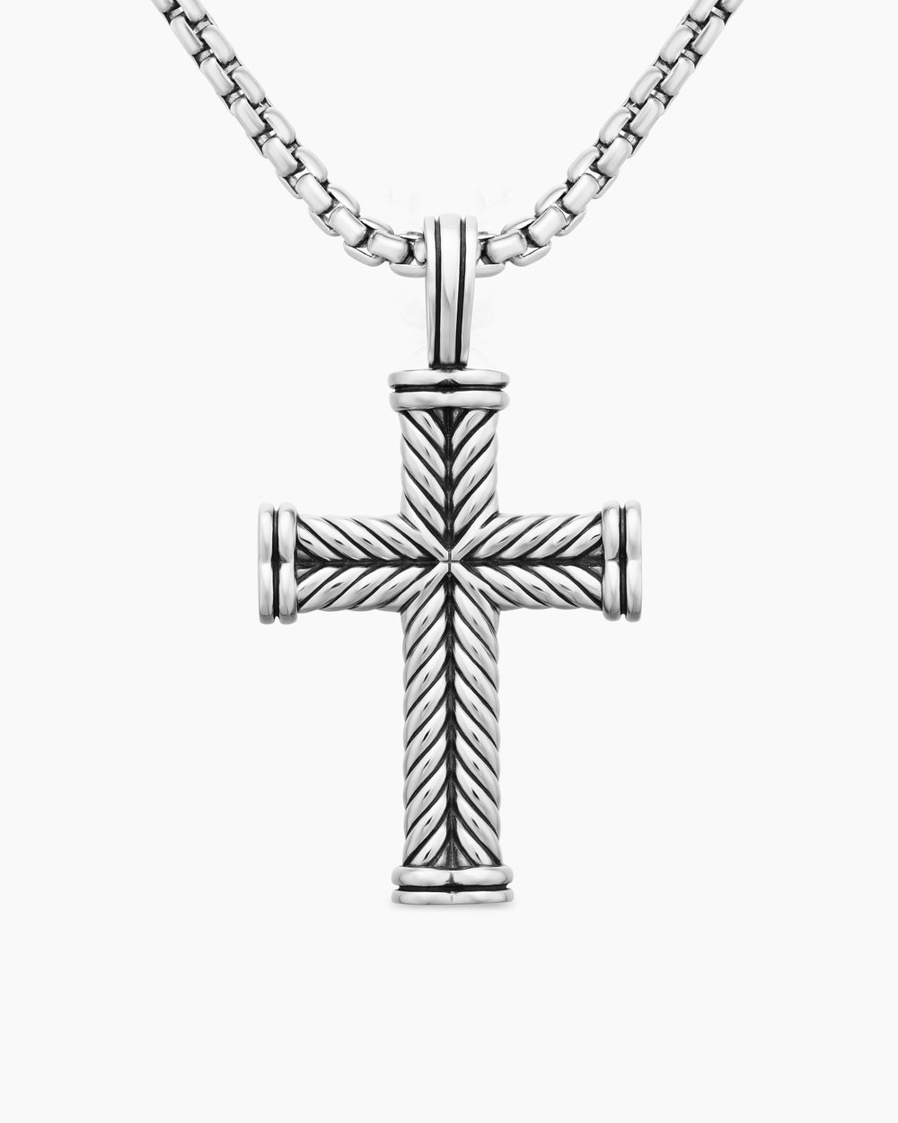 DAVID YURMAN CHEVRON CROSS PENDANT STERLING SILVER, 33MM