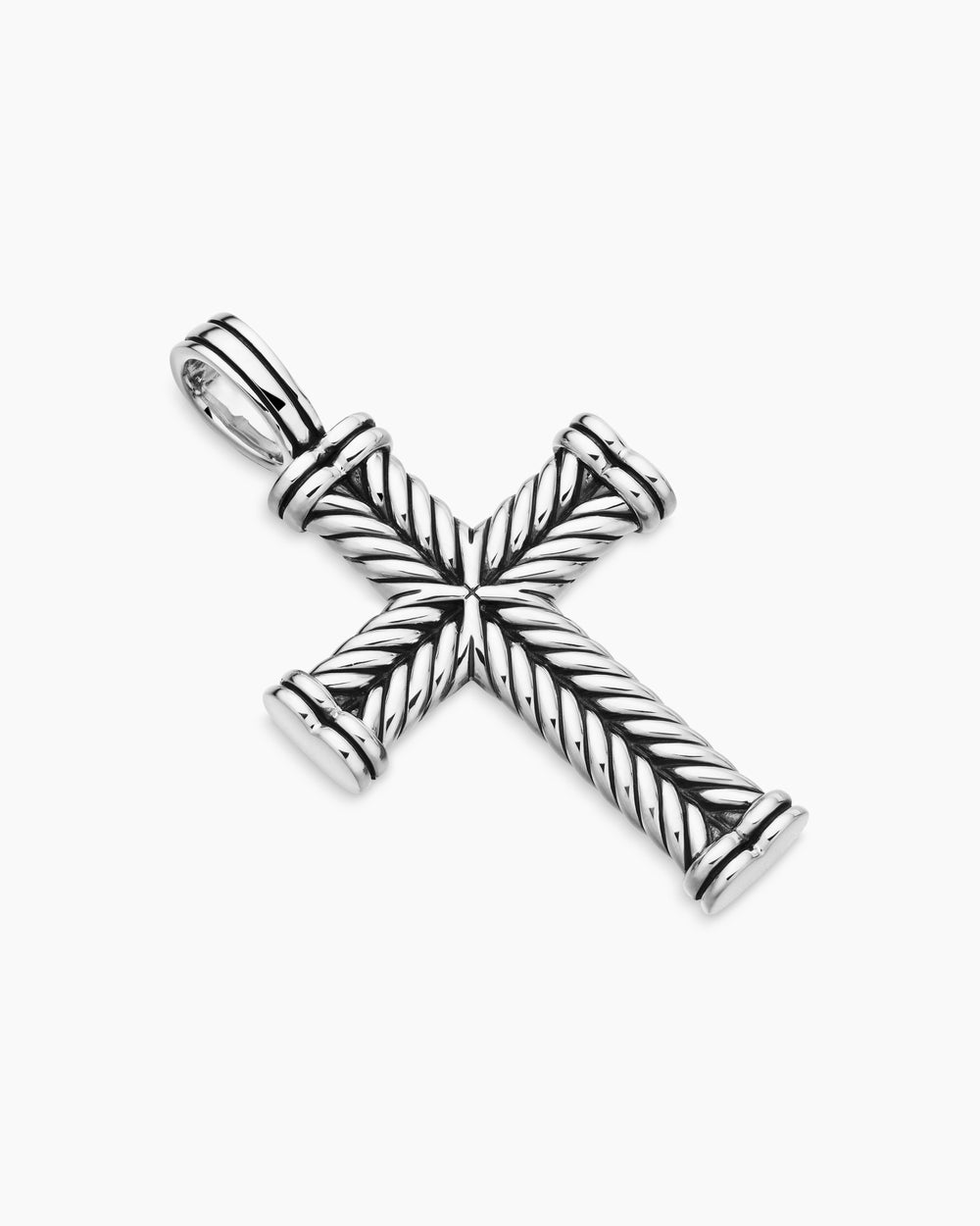 DAVID YURMAN CHEVRON CROSS PENDANT STERLING SILVER, 33MM