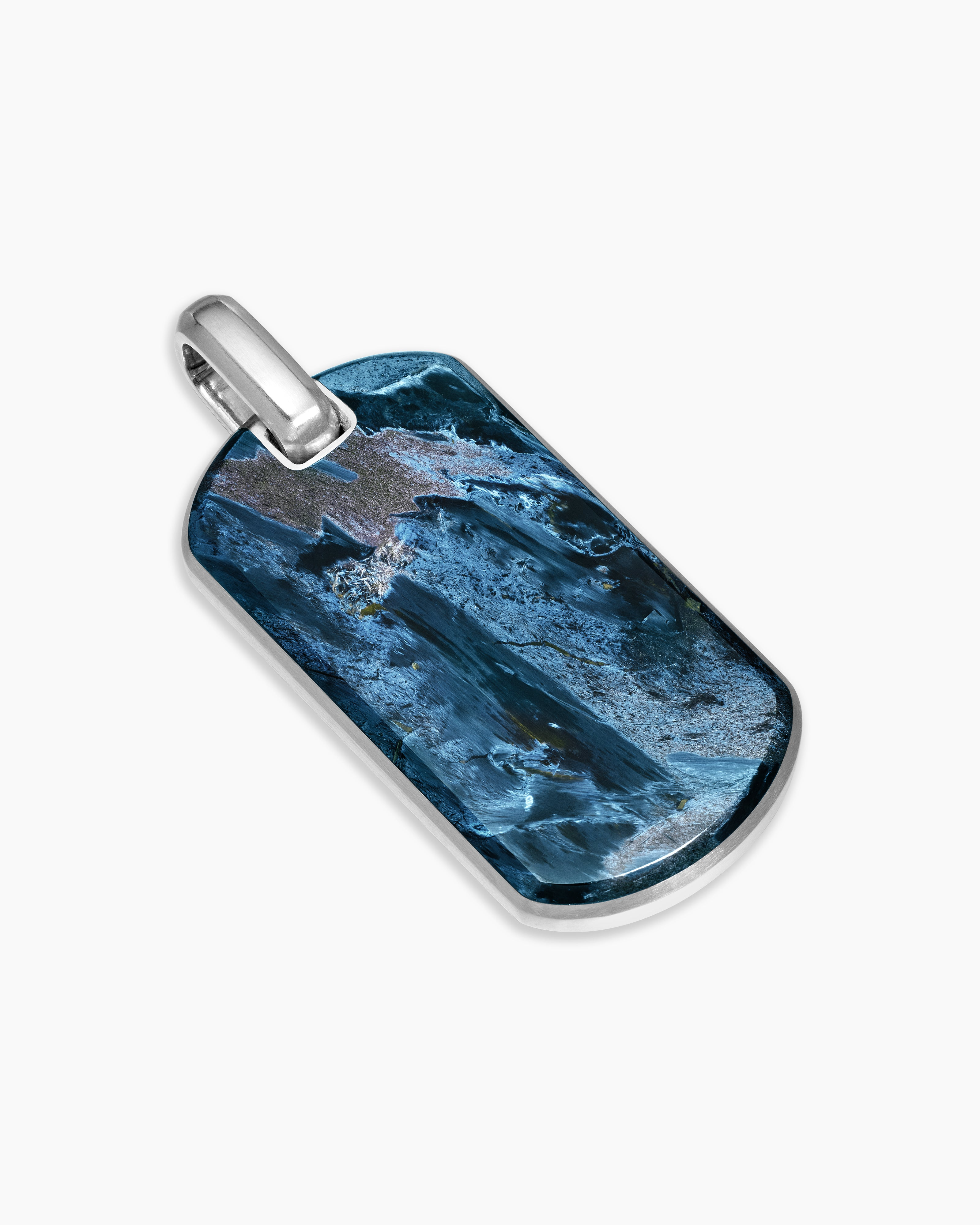 DAVID YURMAN CHEVRON TAG STERLING SILVER WITH PIETERSITE, 42MM