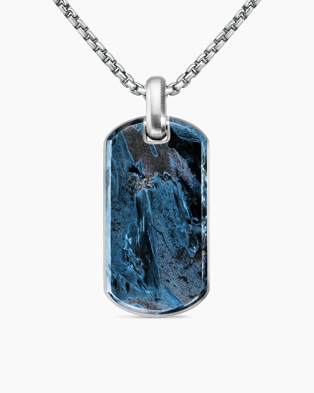 DAVID YURMAN CHEVRON TAG STERLING SILVER WITH PIETERSITE, 42MM