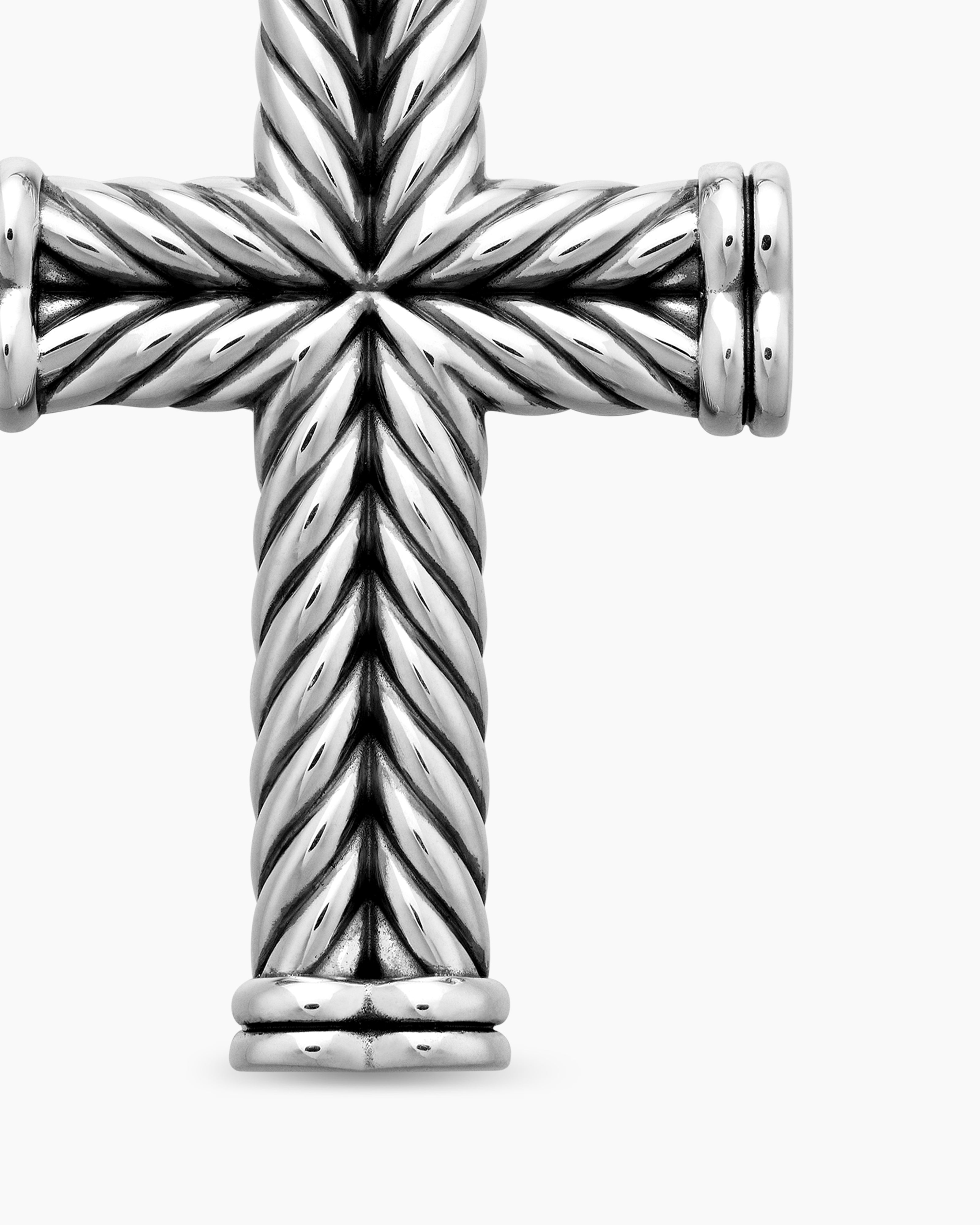 DAVID YURMAN CHEVRON CROSS PENDANT STERLING SILVER, 40MM