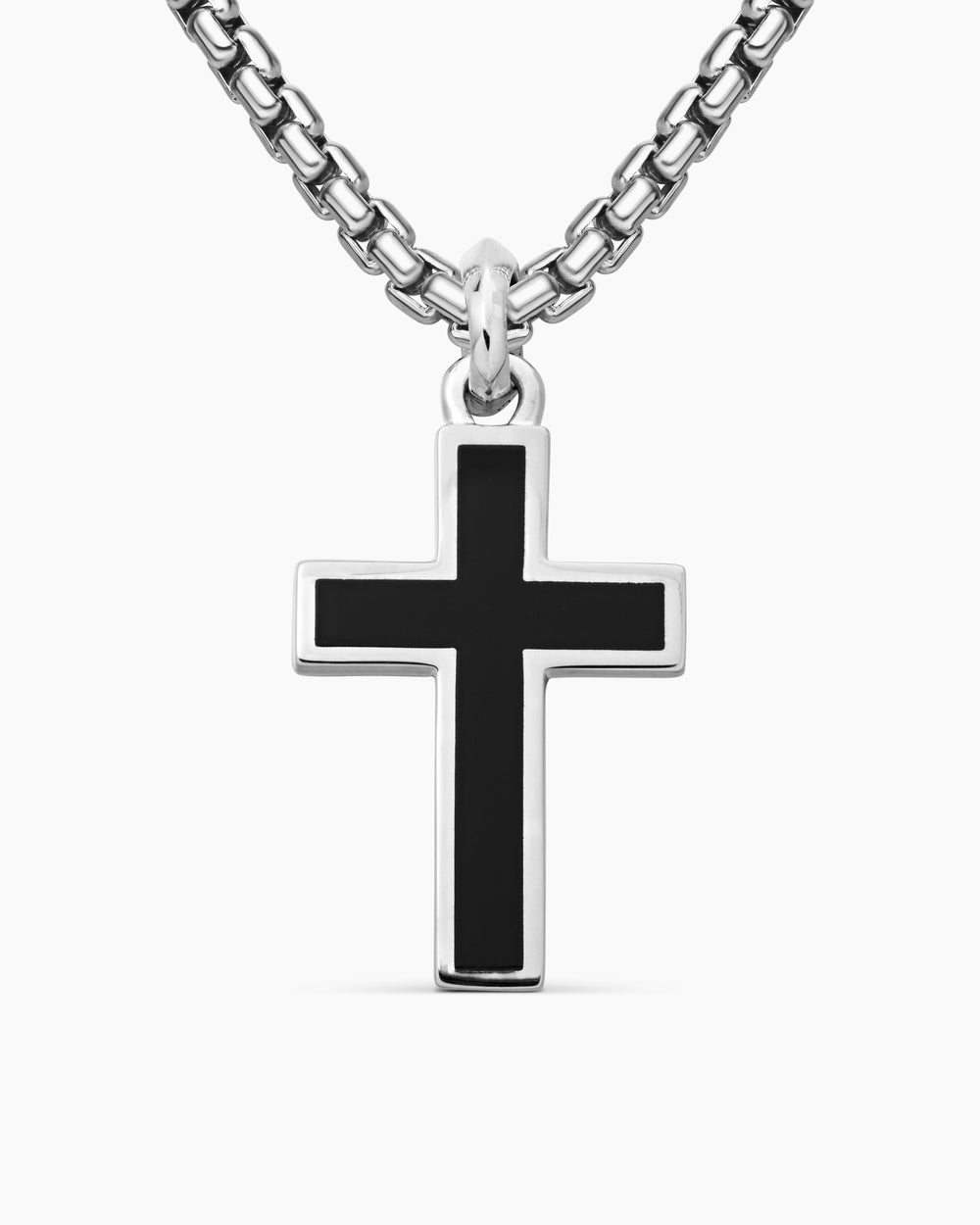 DAVID YURMAN EXOTIC STONE CROSS STERLING SILVER WITH BLACK ONYX, 23MM
