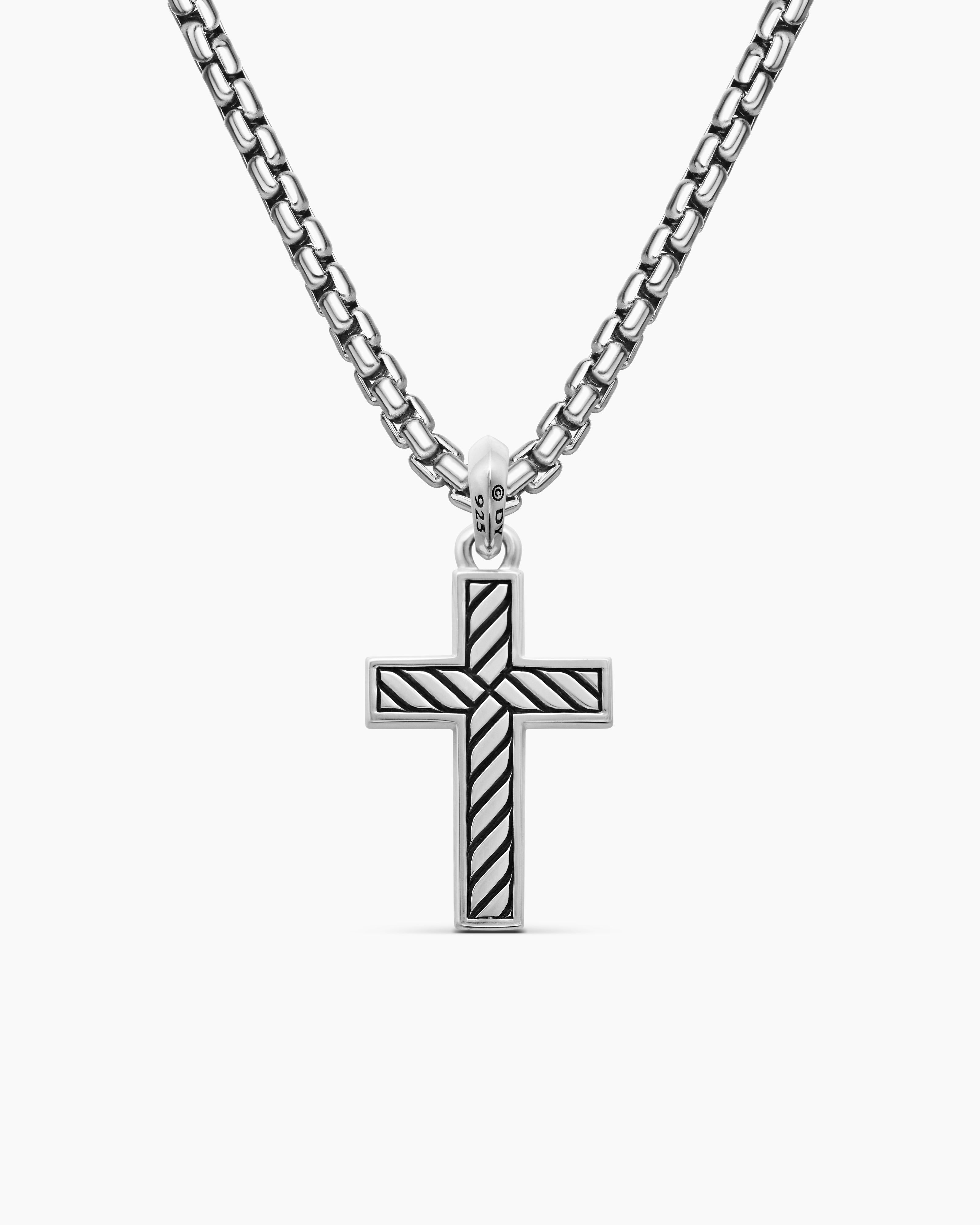 DAVID YURMAN EXOTIC STONE CROSS STERLING SILVER WITH BLACK ONYX, 23MM