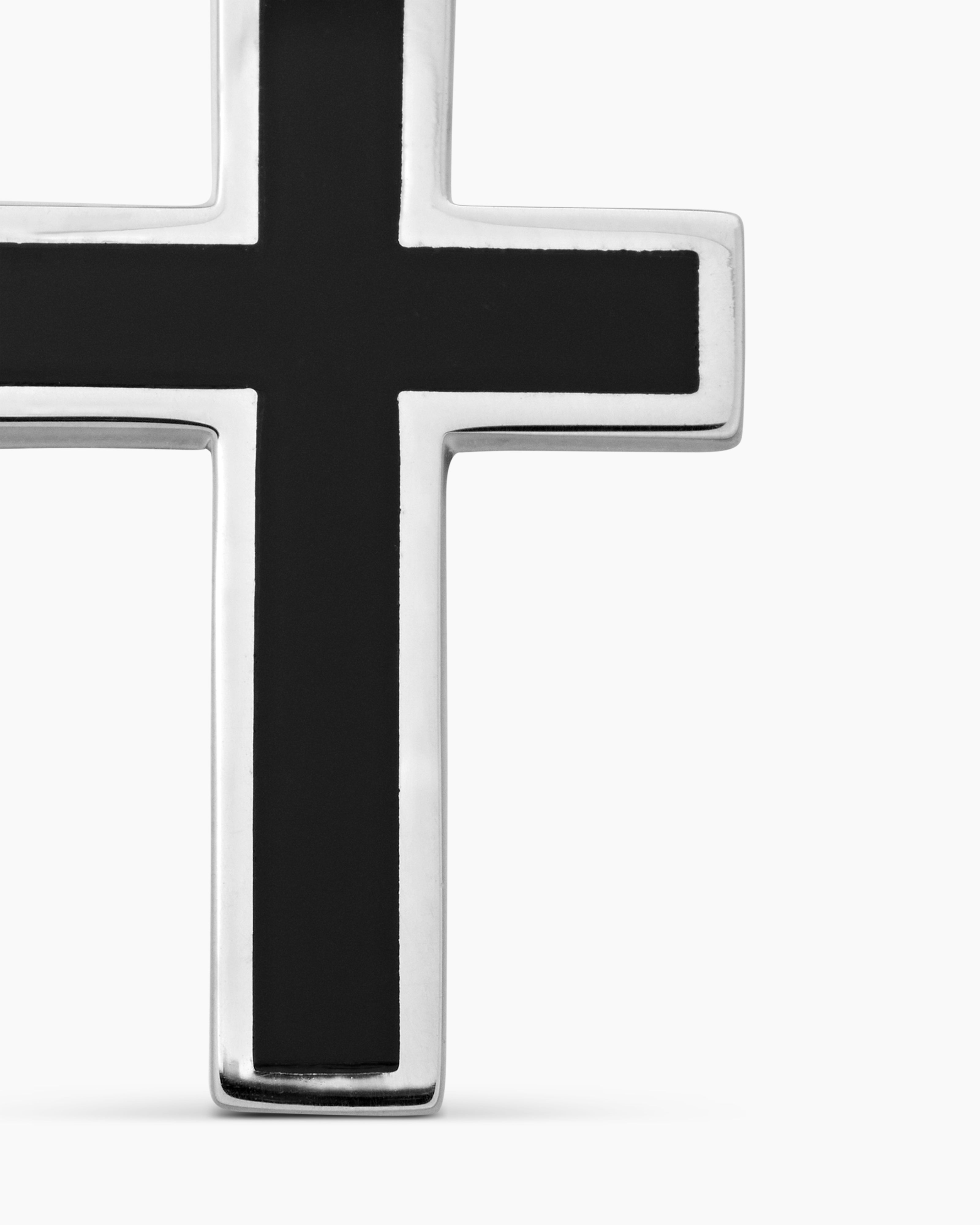 DAVID YURMAN EXOTIC STONE CROSS STERLING SILVER WITH BLACK ONYX, 23MM