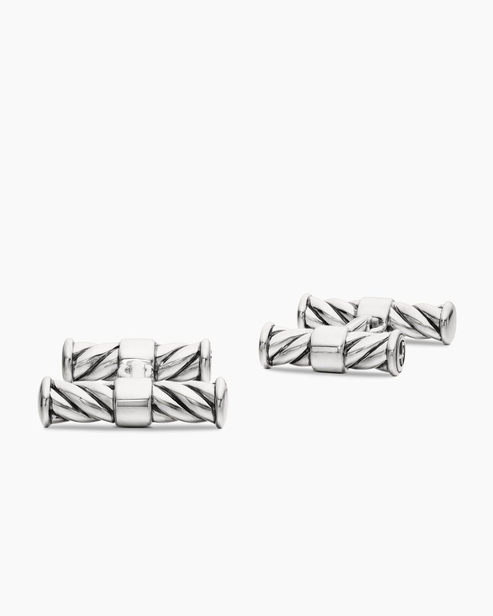 DAVID YURMAN SCULPTED CABLE ELONGATED CUFFLINKS STERLING SILVER, 22MM