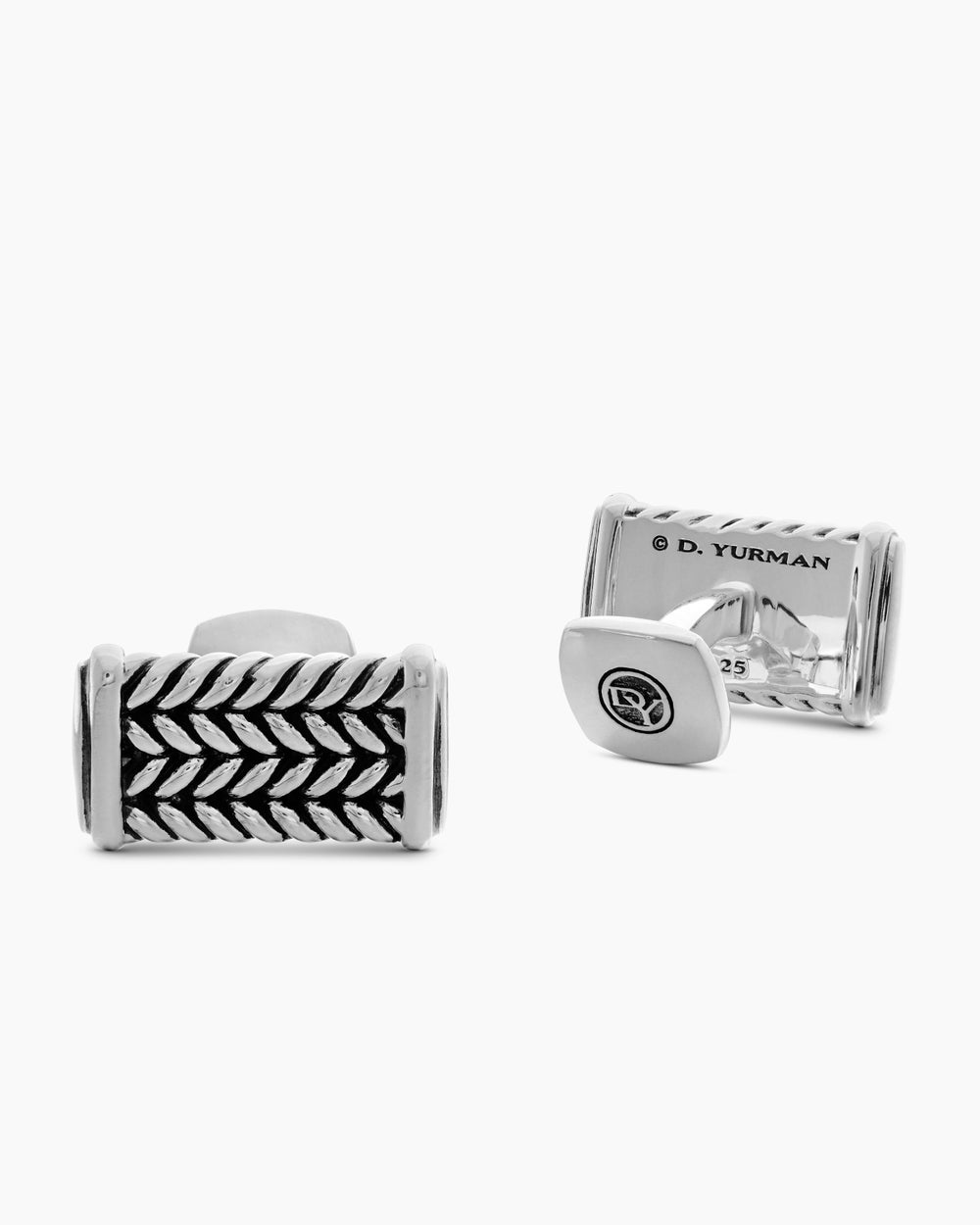 DAVID YURMAN CHEVRON CUFFLINKS STERLING SILVER, 22.8MM