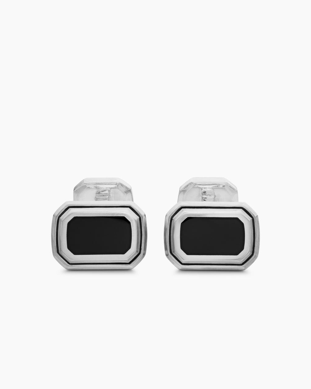 DAVID YURMAN FACETED CUFFLINKS STERLING SILVER WITH BLACK ONYX, 17MM