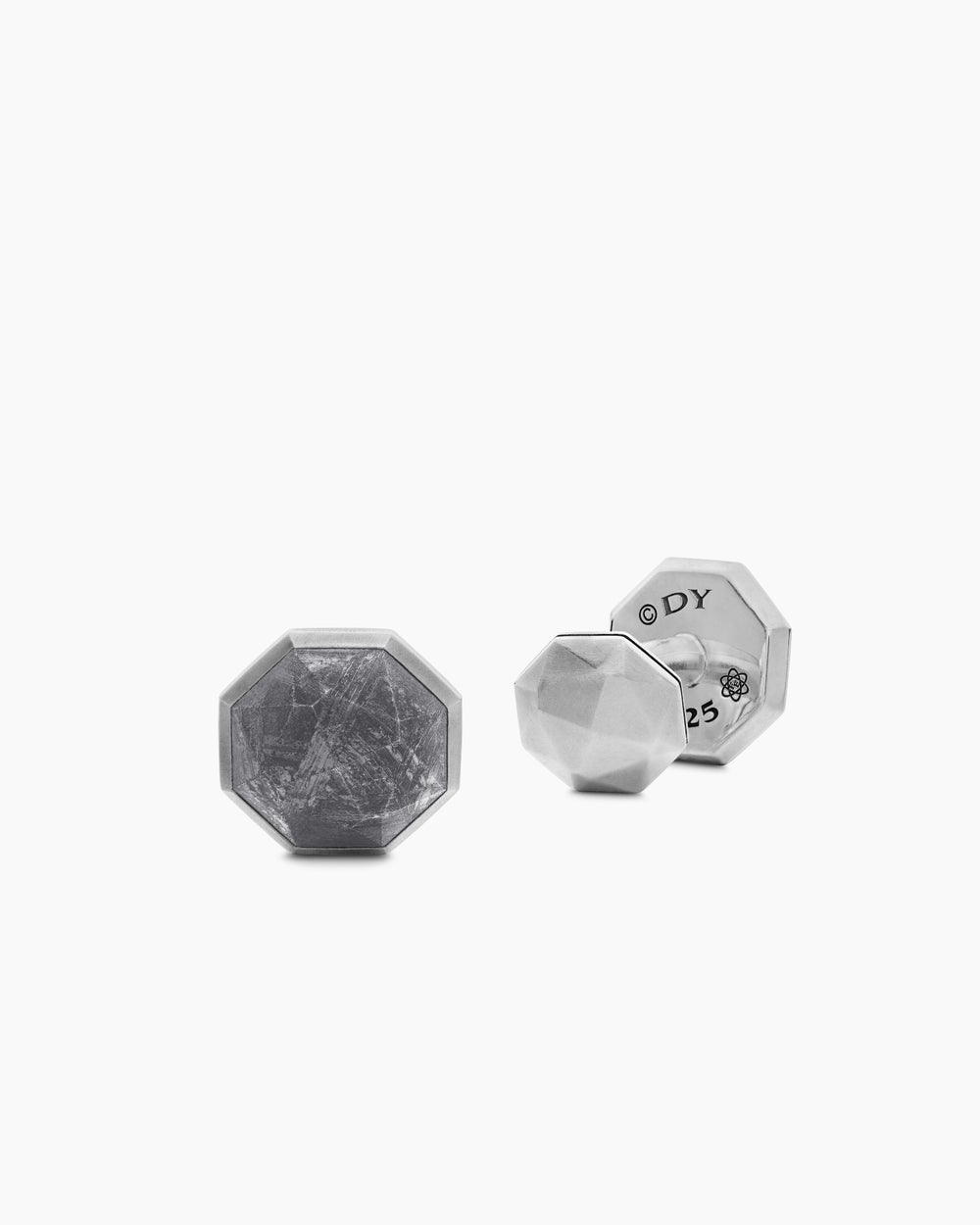 DAVID YURMAN METEORITE FACETED ROUND CUFFLINKS STERLING SILVER, 16MM