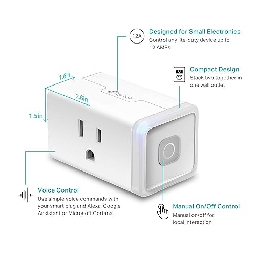 KASA HS103P4 SMART WI-FI PLUG 4-PACK, WORKS WITH ALEXA, GOOGLE HOME, NO HUB NEEDED, 15A