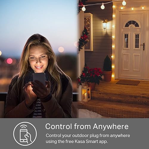 KASA OUTDOOR SMART PLUG DUAL SOCKET, IP64 WEATHERPROOF, ALEXA GOOGLE HOME COMPATIBLE, NO HUB
