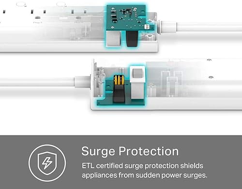 KASA HS300 SMART POWER STRIP SURGE PROTECTOR, 6 SMART OUTLETS 3 USB, ALEXA GOOGLE, NO HUB