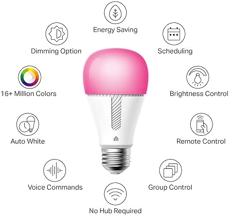 KASA SMART WIFI BULB 1000 LUMENS, FULL COLOR, DIMMABLE, ALEXA GOOGLE COMPATIBLE, 2-PACK