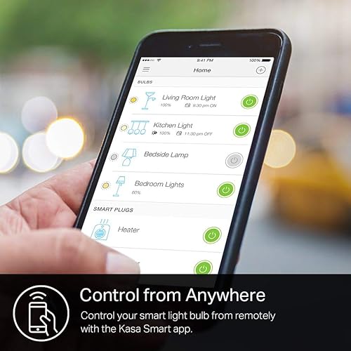 KASA SMART LED BULBS A19, 9W, 800 LUMENS, SOFT WHITE 2700K, DIMMABLE, ALEXA GOOGLE, 4-PACK