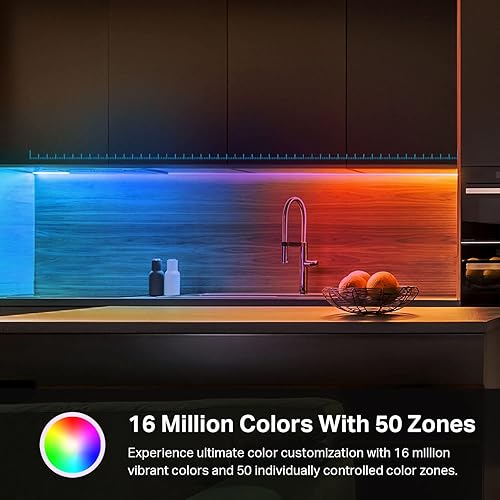 KASA SMART LED LIGHT STRIP 16.4FT RGBIC, 50 ZONES, WI-FI, ALEXA GOOGLE HOME, 16M COLORS