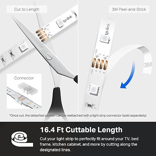 KASA SMART LED LIGHT STRIP 16.4FT RGBIC, 50 ZONES, WI-FI, ALEXA GOOGLE HOME, 16M COLORS