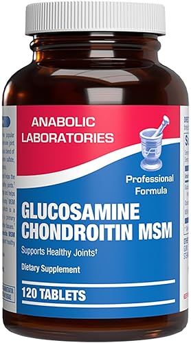 ANABOLIC LABORATORIES GLUCOSAMINE CHONDROITIN MSM SUPPLEMENT BONE, JOINT TENDON SUPPORT NON-GMO, GLUTEN-FREE, 120 SERVINGS