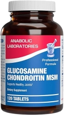 ANABOLIC LABORATORIES GLUCOSAMINE CHONDROITIN MSM SUPPLEMENT BONE, JOINT TENDON SUPPORT NON-GMO, GLUTEN-FREE, 120 SERVINGS