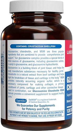 ANABOLIC LABORATORIES GLUCOSAMINE CHONDROITIN MSM SUPPLEMENT BONE, JOINT TENDON SUPPORT NON-GMO, GLUTEN-FREE, 120 SERVINGS