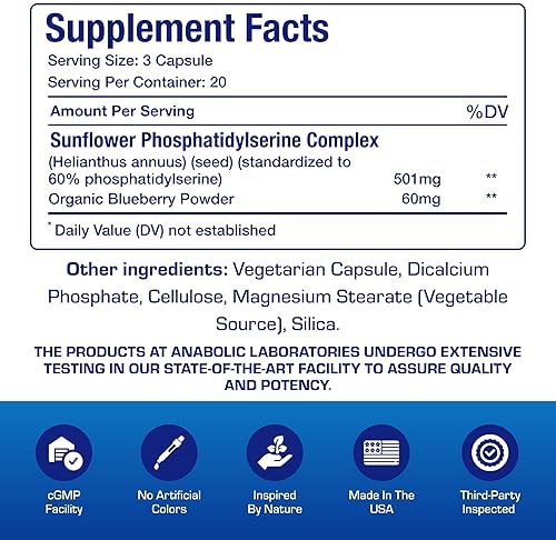 ANABOLIC LABORATORIES COGNAGEN MEMORY SUPPLEMENT - HIGH POTENCY PHOSPHATIDYLSERINE FOR BRAIN, FOCUS MEMORY, 60 CAPS