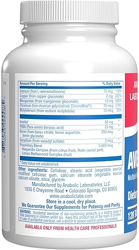 ANABOLIC LABORATORIES 30-IN-1 ADULT MULTIVITAMIN WITH IRON ANTIOXIDANT-RICH OVER 50 MULTIVITAMIN FOR MEN WOMEN
