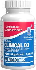 ANABOLIC LABORATORIES VITAMIN D3 5000 IU HIGH STRENGTH - BONE, IMMUNE MOOD SUPPORT, VEGETARIAN MICROTABS 60-DAY