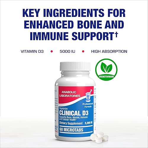 ANABOLIC LABORATORIES VITAMIN D3 5000 IU HIGH STRENGTH - BONE, IMMUNE MOOD SUPPORT, VEGETARIAN MICROTABS 60-DAY