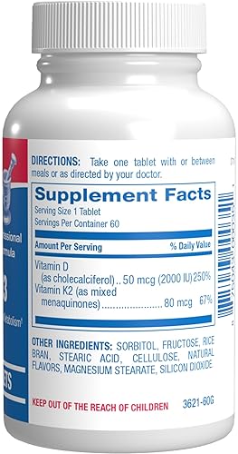 ANABOLIC LABORATORIES CHEWABLE VITAMIN D3 K2 2000IU CINNAMON BONE, TEETH, MOOD IMMUNITY SUPPORT 60 DAYS