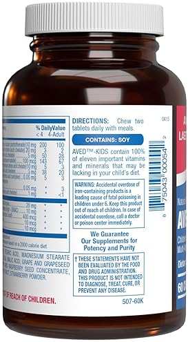 ANABOLIC LABORATORIES 25-IN-1 KIDS CHEWABLE MULTIVITAMIN WITH IRON, MAGNESIUM, VITAMINS A-E ANTIOXIDANTS 1 MONTH USA