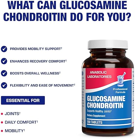 ANABOLIC LABORATORIES ADVANCED GLUCOSAMINE CHONDROITIN SUPPLEMENT FOR JOINT, BONE TENDON SUPPORT 180 DAY SUPPLY