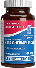 ANABOLIC LABORATORIES KIDS VITAMIN C CHEWABLE TABLETS IMMUNE SUPPORT, REAL ORANGE, NO ARTIFICIAL COLORS, 60 SERVINGS